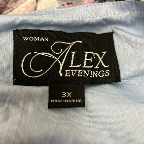 Alex Evenings tiered Asymmetrical hem Blue floral blouse size 3X - Picture 12 of 14
